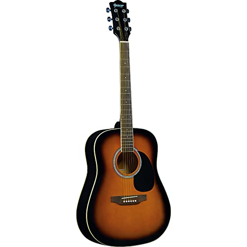 Spencer by Eko - SA-10 Sunburst Akustikgitarre mit Dreadnought-Form, Top aus Fichte, Bänder und Boden aus Lindenholz, Griff aus Okoumé, Griffbrett aus South American Roupana, Sunburst-Farbe von Eko