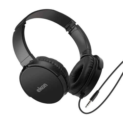 ekon On-Ear Kabelkopfhörer für TV, AUX Klinke 3,5 mm, 5 Meter Kabel, gepolsterte Ohrmuscheln, verstellbar, schwarz ekon On-Ear Kabelkopfhörer für TV, AUX Klinke 3,5 mm, 5 Meter Kabel, gepolsterte Ohrmuscheln, verstellbar, schwarz von ekon