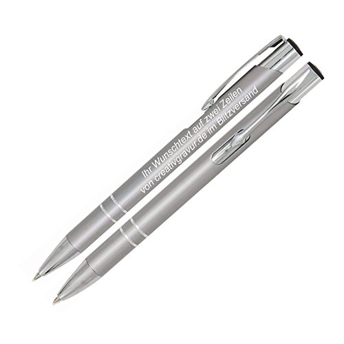 Metall Kugelschreiber mit Gravur (Lasergravur) COSMO Silber, nach Wunsch - 100 Stück. von Ekotaschen