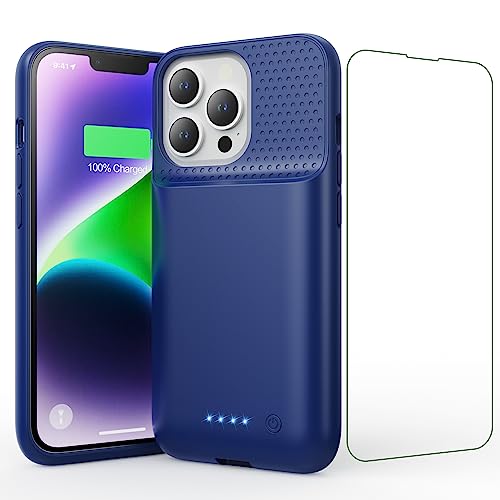 Akkuhülle für iPhone 13/13 Pro/14, 7500mAh Smart Battery Case Zusatzakku Ladehülle, 2023 Neues Tragbare Handyhülle Akku, Abnehmbare Powerbank Hülle Akku Case für iPhone 13/13 Pro/ 14 [6,1''] (blau) von Ekrist