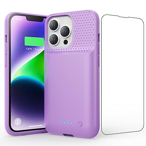Akkuhülle für iPhone 13/13 Pro/14, 7500mAh Smart Battery Case Zusatzakku Ladehülle, 2023 Neues Tragbare Handyhülle Akku, Abnehmbare Powerbank Hülle Akku Case für iPhone 13/13 Pro/ 14 [6,1''] (lila) von Ekrist
