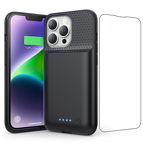 Akkuhülle für iPhone 13/13 Pro/14, 7500mAh Smart Battery Case Zusatzakku Ladehülle, 2023 Neues Tragbare Handyhülle Akku, Abnehmbare Powerbank Hülle Akku Case für iPhone 13/13 Pro/ 14 [6,1''] (Schwarz) von Ekrist