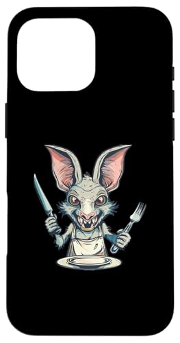 Chupacabra mit einem Lätzchen mit Gabel und Messer Hülle für iPhone 16 Pro Max von El Chupacabra Monster Cryptid Cryptozoology