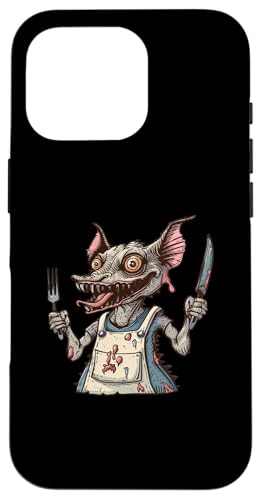 Chupacabra mit einem Lätzchen mit Gabel und Messer Hülle für iPhone 16 Pro von El Chupacabra Monster Cryptid Cryptozoology