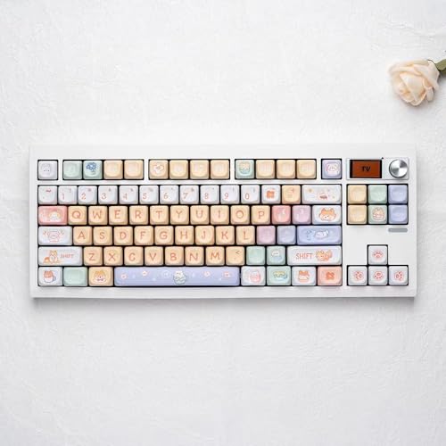 Elacgap PBT-Tastenkappen für mechanische Tastatur, 126 Tasten, niedliche Hunde-Tastenkappen, Farbstoff-Sublimationstastenkappen, MOA-Profil, benutzerdefinierte Tastenkappen für Cherry Gateron von Elacgap