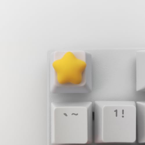 Elacgap Personalisierte Nette Weiße Tastenkappe Benutzerdefinierte 3D Tastenkappe ESC Taste OEM R4 Profil Tastenkappe für mechanische Tastatur MX Schalter Schöne Cartoon Tastenkappe (Stern), (Star) von Elacgap