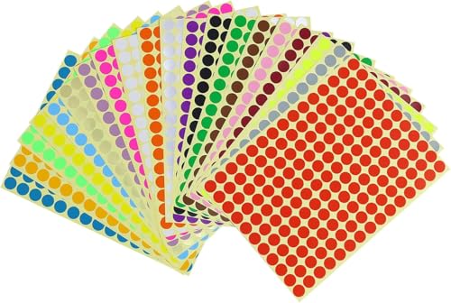 Elalove 6600 Stück bunte Klebepunkte (20 Farben) - 10 mm runde Aufkleber selbstklebend für Organisation, Büro, Schule, Basteln von Elalove