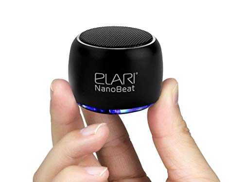 Elari NanoBeat - Tragbarer Mini Bluetooth Lautsprecher mit Mikrofon Bluetooth Box Kabellos Laute Musik, Robustes Metallgehäuse, LED-Licht, 5-Stunden-Spielzeit (Schwarz) von Elari