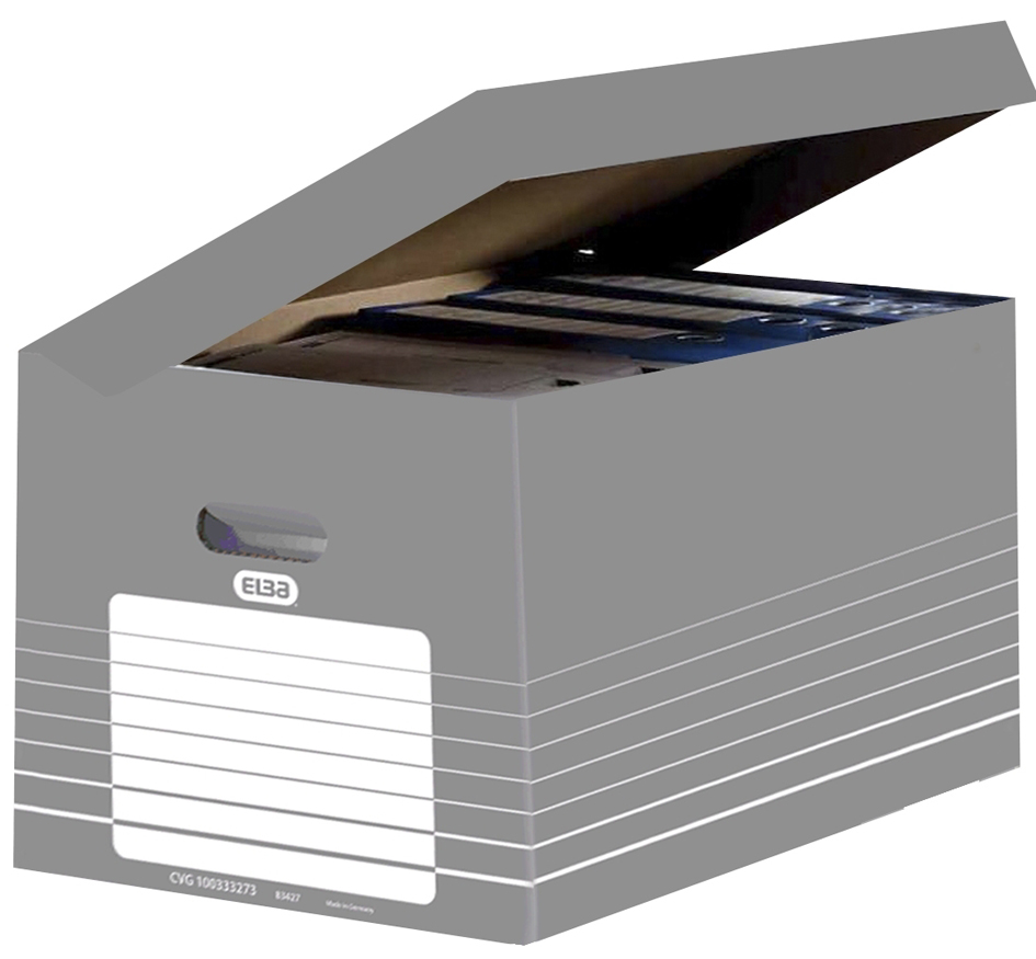 ELBA Archiv-Klappdeckelbox, DIN A4, grau / weiß von Elba