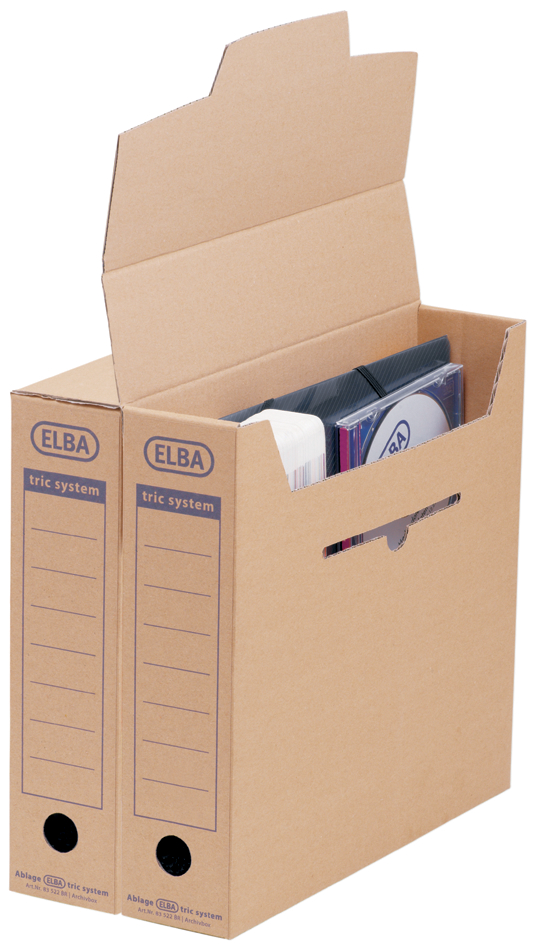 ELBA Archiv-Schachtel tric System, naturbraun, mit Greifloch von Elba