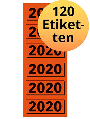 ELBA Inhaltsschild Jahres-Schild 2020, 120 Stück für Ordner, 20 Blatt, rot von Elba