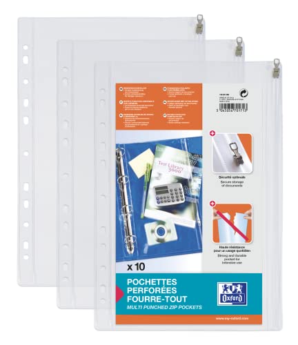 ELBA RING BINDER ZIP POCKETS PK10 CLEAR von Oxford