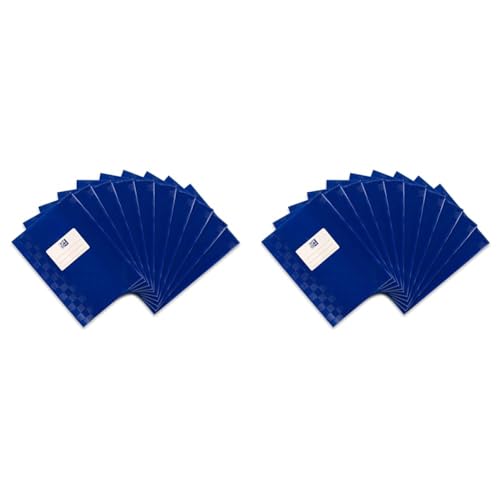 Oxford Heftumschlag A5, Bast, mit Beschriftungsetikett, blau, 10 Stück (Packung mit 2) von Elba