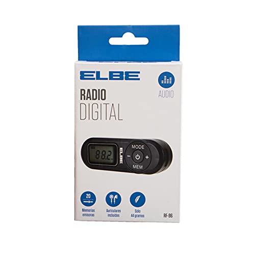 ELBE RF-96 Digitales FM-Taschenradio, automatische Suche oder manuelle Sender, Stereo-Kopfhörer im Lieferumfang enthalten, mit Halsband, Schwarz von Elbe