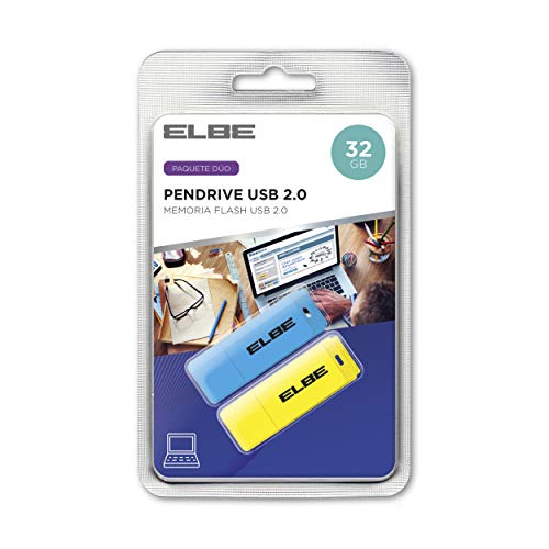 ELBE USB-Stick 32 GB, Farbe Blau/Gelb, 2 Stück von Elbe