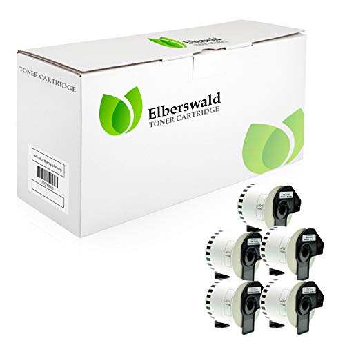 Elberswald 5x Etiketten kompatibel mit Brother DK-22205 30,48 m x 62 mm von Elberswald