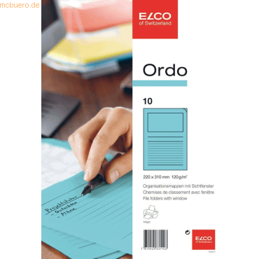 10 x Elco Organisationsmappe Ordo classico Papier A4 220x310 mm blau V von Elco