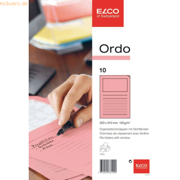 10 x Elco Organisationsmappe Ordo classico Papier A4 220x310 mm rosa V von Elco