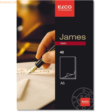 10 x Elco Schreibblock James Velin A5 ,blanko weiß mit Büttenrand und von Elco