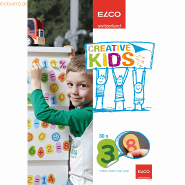 10 x Elco Zahlen Creative Kids 1 2 3 selbstklebend Blattformat A4 80g/ von Elco