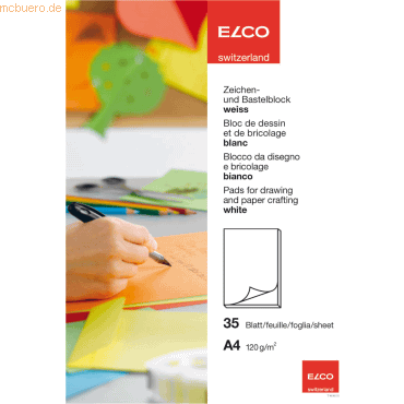 10 x Elco Zeichenblock Color A4 120g/qm weiß 10 x Elco Zeichenblock Color A4 120g/qm weiß von Elco