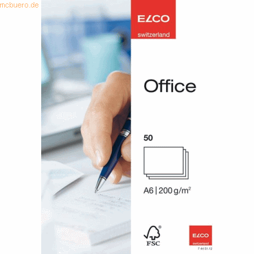 Elco Schreibkarten A6 Office A6 hochweiß blanko 200g/qmVE=50 Stück von Elco