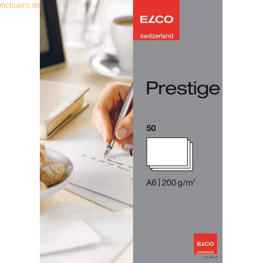 Elco Schreibkarten A6 Prestige hochweiß blanko 200g/qm VE=50 Stück von Elco