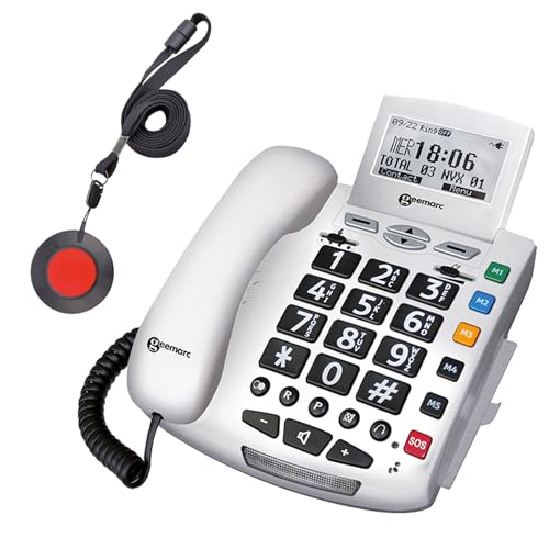 ELDAT Fon Alarm APF: Notruftelefon für Senioren mit Notruf Sender(n); schnurgebundenes Festnetztelefon mit Notrufknopf; Hausnotruf Seniorentelefon von Eldat