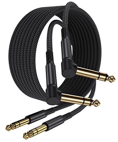 Elebase Gitarrenkabel 6.35mm TRS 9M 2Stück,90 Grad 1/4" Stecker Stereo Instrumentaenkabel,6.3 Klinke Guitar Kabel,Symmetrische Audiokabel für Gitarre Cable,Bässe,Tastaturen,Verstärker,Amp,Lautsprecher von Elebase