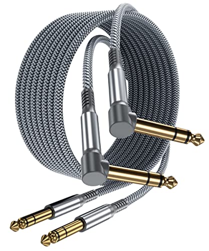 Elebase Gitarrenkabel 6.35mm TRS 9M 2Stück,90 Grad 1/4" Stecker Stereo Instrumentaenkabel,6.3 Klinke Guitar Kabel,Symmetrische Audiokabel für Gitarre Cable,Bässe,Tastaturen,Verstärker,Amp,Lautsprecher von Elebase