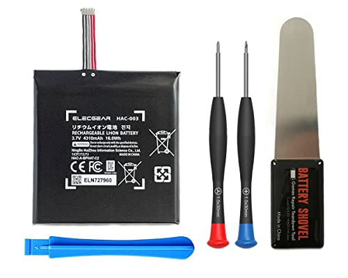 ElecGear 1 x Ersatz-Akku für Nintendo Switch Konsole, HAC-003, Li-Ion-Akku, intern, wiederaufladbar, für Switch HAC-001, 3,7 V, 4310 mAh, 16,0 Wh, mit Reparaturwerkzeug-Set von ElecGear