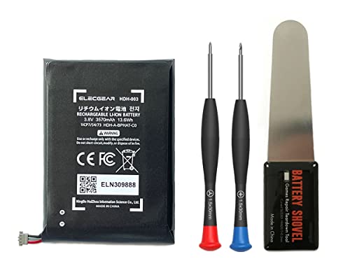 ElecGear 1 x Ersatz-Akku für Nintendo Switch Lite Konsole, HDH-003, Li-Ion-Akku, intern, wiederaufladbar, für Switch Lite HDH-001, 3,8 V, 3570 mAh, 13,6 Wh, mit Reparaturwerkzeug-Set von ElecGear
