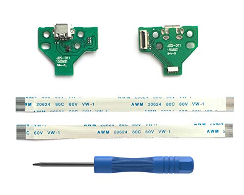 ElecGear 2 Stück JDS-011 USB Ladebuchse mit Flexkabel für PS4 Controller, Replacement Anschluss Platine Adapter, Reparatur Part Ladegerät Module Port, Battery Charging Board von ElecGear