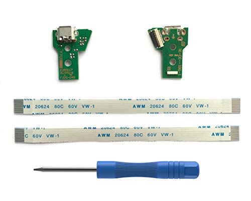 ElecGear 2 Stück JDS-040 USB Ladebuchse mit Flexkabel für PS4 Controller, Replacement Anschluss Platine Adapter, Reparatur Part Ladegerät Module Port, Battery Charging Board von ElecGear