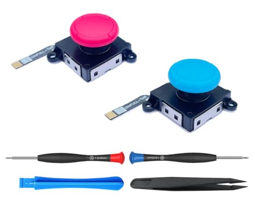ElecGear 2x TMR-Joystick-Ersatz für Switch Joy-Con Controller, TMR Hall Steuerstick für Switch LCD, OLED, Lite und einige Laptop Handheld Computer Ersatzteile und Werkzeuge (Rot/Blau) von ElecGear