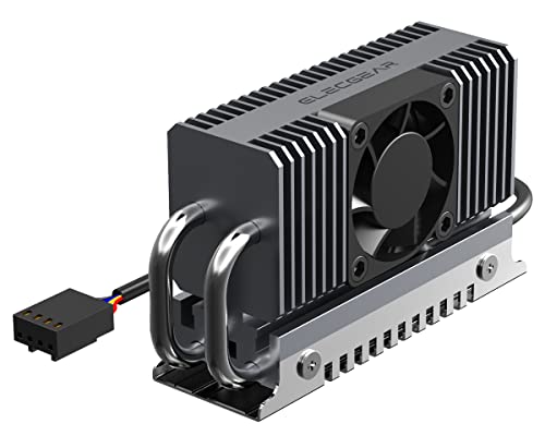 ElecGear EL-80X M.2 2280 SSD Kühler, PWM Lüfter + Heatpipe + Kühlkörper aus Aluminium Heatsink für 80mm PCIe NVMe und SATA interne Gaming SSD mit Wärmeleitpads, grau von ElecGear