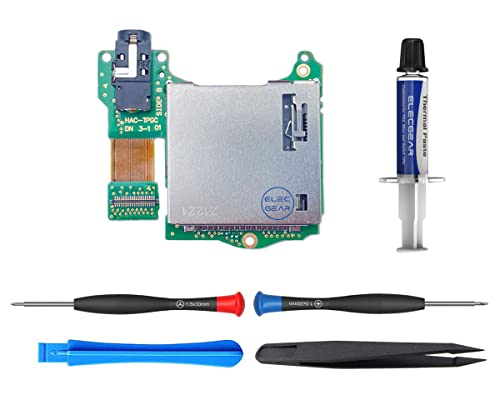ElecGear Spiel Kartenleser Ersatz für Switch HAC-001, Spielkarten-Adaptersteckplatz PCB-Modul mit 3,5-mm-Kopfhörer-Audiobuchse, Reparaturteil-Werkzeugsatz enthalten von ElecGear