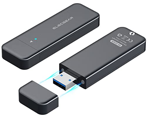 ElecGear USB Mini Gehäuse für 2230/2242 NVMe und SATA M.2 SSD, PCIe and Serial ATA Aluminium Festplatten Adapter mit Magnetkappe, 10 Gbit/s Flash-Laufwerk Interner Memory Stick Kartenleser (NV-2242A) von ElecGear