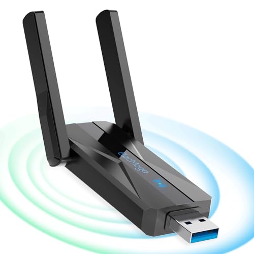 USB WLAN Stick für PC, ElecMoga 1300Mbps USB 3.0 WiFi Adapter mit 2 x 5dBi WLAN Antenne, 2.4GHz/5.8GHz Internet Stick für PC/Desktop/Tablet/Laptop, Kompatibel mit Windows 11/10/8/7/Vista/XP Mac OS von ElecMoga