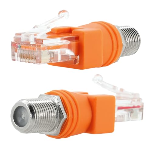 2 Stücke F Buchse auf RJ45-Stecker Koaxial-Hohlkoppler-Adapter, RJ45 auf RF-Stecker RF auf RJ45 Konverter Adapter gerade Stecker RJ45 auf HF-Steckverbinder-Konverter von Elecbee