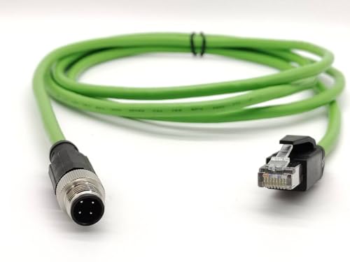 Elecbee M12 4 poliger D kodierter Stecker auf RJ45 Ethernet Kabel, Cat5e geschirmt High Flex Netzwerkkabel Gerades doppelseitiges Kabel mit 2 Meter AWG22 von Elecbee