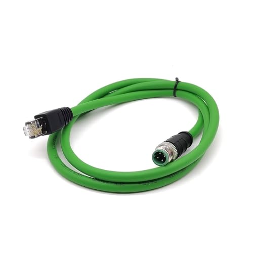 M12 4-poliger D-codierter Stecker auf RJ45 Cat5e Ethernet-Kabel, IP67 wasserdicht geschirmtes hochflexibles Ethernet-Kabel für Ethernet-Anwendungen Netzwerk Ethernetkabel, AWG22,1meter von Elecbee