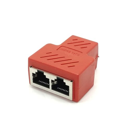 RJ45 Splitter Adapter 1 bis 2 Buchse auf Buchse Port CAT5/CAT6 LAN Ethernet Buchse Premium Koppler rot von Elecbee