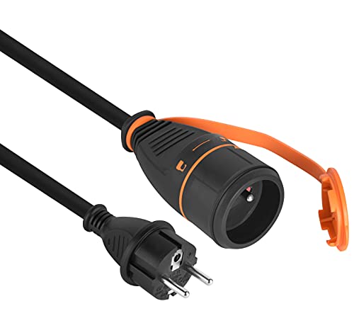 Electraline 01762 Verlängerungskabel IP44 20 m aus Gummi H07RN-F 3 G2,5 mm weiblich Französisch Electralock mit einem Verriegelungssystem, das die Trennung von Stecker und Stecker verhindert, Schwarz von Electraline