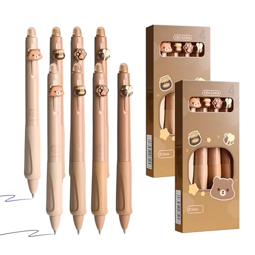 Electri-HQ 8 pcs Radierbarer Kugelschreiber Tintenroller Radierbar,5 süße Stile zur Auswahl， Blau/Schwarz Radierbare Stifte Kugelschreiber Radierbar, 0.5MM Radierbarer Gelschreiber (Nachmittagstee) von Electri-HQ