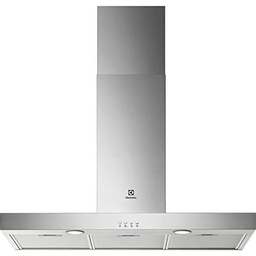 Electrolux LFT419X Dunstabzugshaube, zur Wandmontage, 90 cm, 3 Geschwindigkeiten, maximale Leistung 600 m³/h, Tastensteuerung, LED-Lichter, fettwaschbarer Kohlefilter, Kamin inklusive, Edelstahl, von Electrolux