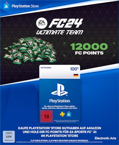 100€ PlayStation Store Guthaben für EA SPORTS FC 24 Ultimate Team 12000 FC Points Deutsches PSN Konto von Electronic Arts