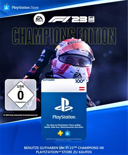 100€ PlayStation Store Guthaben für F1 23 Champions Edition [Verwenden Sie dieses Guthaben, um das Spiel im PS Store zu kaufen] │ Österreichisches Konto [Code per Email] von Electronic Arts