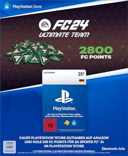 25€ PlayStation Store Guthaben für EA SPORTS FC 24 Ultimate Team 2800 FC Points Deutsches PSN Konto von Electronic Arts