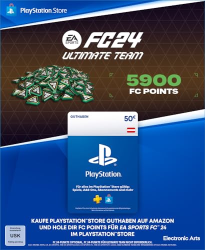 50€ PlayStation Store Guthaben für EA SPORTS FC 24 Ultimate Team | FC Points | österreichisches PSN Konto von Electronic Arts